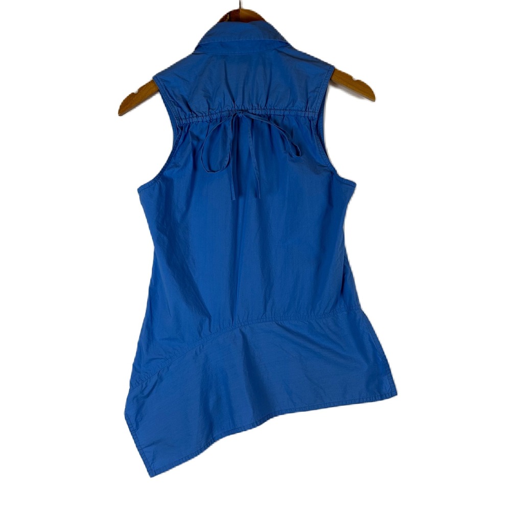 Derek Lam 10 Crosby Blue Sleeveless Top Asymmetrical Hem Cotton Womens Size 2 - Picture 2 of 9